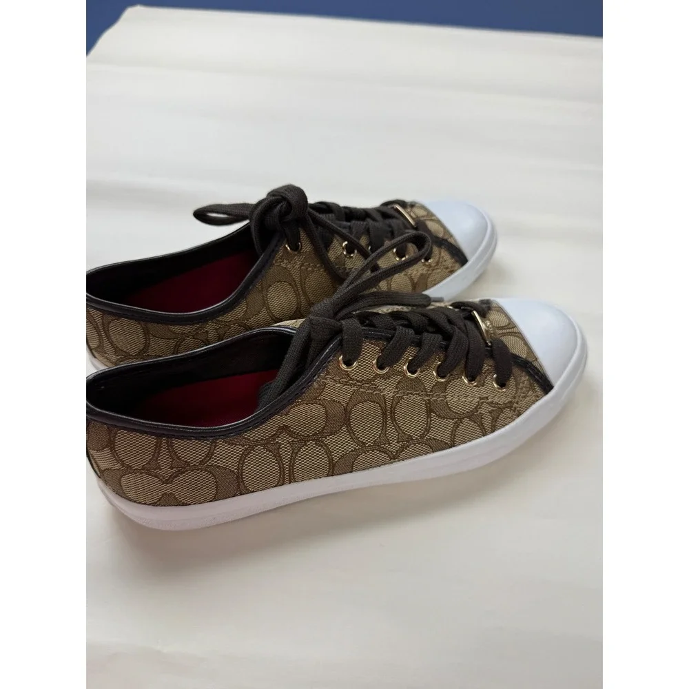 Coach Empire Signature Canvas Sneakers Brown Canvas Sz 8.5